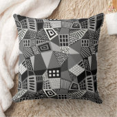 セグメント化された抽象芸術070717 – 白黒 クッション (ブランケット)