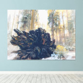 セコイアの根落ちた付き冬の森 キャンバスプリント (インサイチュ (ウッドフロア))