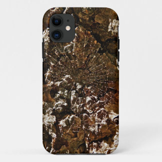 セコイアの樹皮上のクモの巣 iPhone 11 ケース