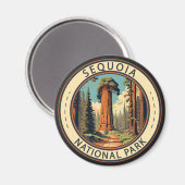 セコイアナショナルパークイラストレーショントラベルアート マグネット (正面/裏面)