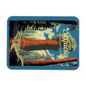 セコイアナショナルパークイラストレーションレトロ マグネット (横)