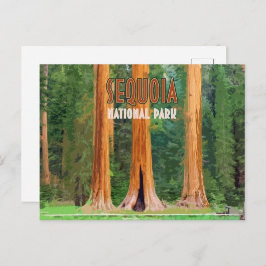 セコイアナショナルパークカリフォルニアヴィンテージ ポストカード (正面/裏面)