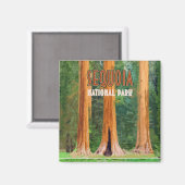 セコイアナショナルパークカリフォルニアヴィンテージ マグネット (正面/裏面)