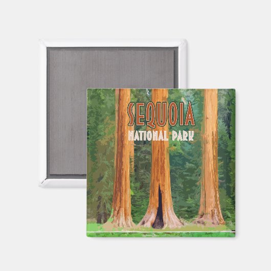 セコイアナショナルパークカリフォルニアヴィンテージ マグネット (正面/裏面)