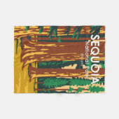 セコイアナショナルパークジャイアントセコイアツリーズヴィンテージ フリースブランケット (正面(横))