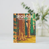 セコイアナショナルパークジャイアントセコイアツリーズヴィンテージ ポストカード (スタンド正面)