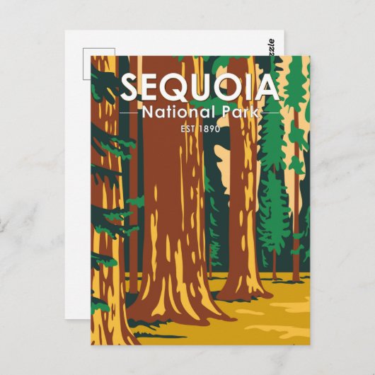 セコイアナショナルパークジャイアントセコイアツリーズヴィンテージ ポストカード