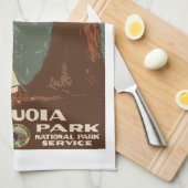 セコイアパークCA、ヴィンテージ観光客旅行ポスター キッチンタオル (四つ折り)