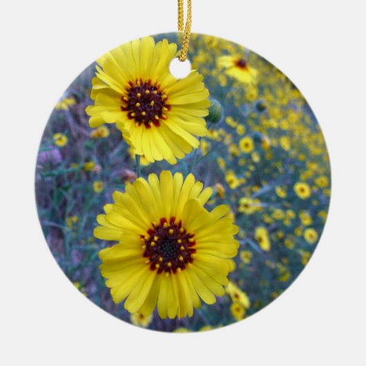 セコイア国立公園の一般的なマディアの花 セラミックオーナメント (正面)