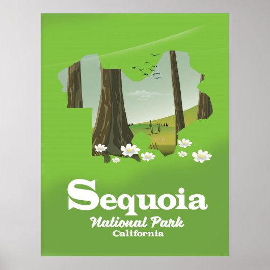 セコイア国立公園の地図旅行ポスター ポスター (正面)