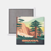 セコイア国立公園の木々山 マグネット (正面/裏面)