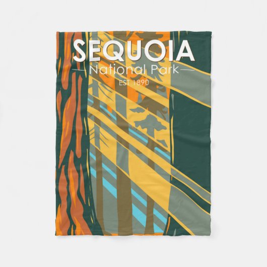 セコイア国立公園ジャイアントセコイア フリースブランケット (正面)