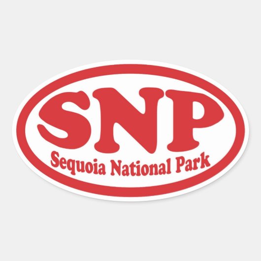 セコイア国立公園レッドオーバルステッカー 楕円形シール (正面)