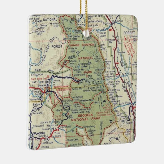 セコイア国立公園ヴィンテージマップ セラミックオーナメント (右)