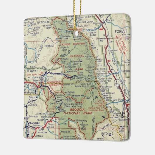 セコイア国立公園ヴィンテージマップ セラミックオーナメント (左)