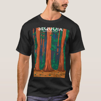 セコイア国立公園ヴィンテージミニマルトラベルサイト Tシャツ