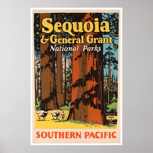 セコイア国立公園 カリフォルニア トラベルポスター ポスター (正面)
