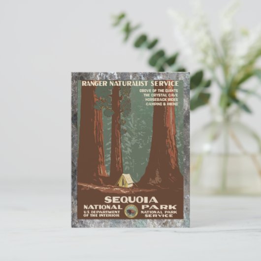 セコイア国立公園 ヴィンテージ旅行 ポストカード (スタンド正面)