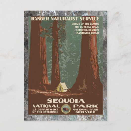 セコイア国立公園 ヴィンテージ旅行 ポストカード (正面)