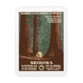 セコイア国立公園USAヴィンテージ旅行ポスター マグネット (縦)