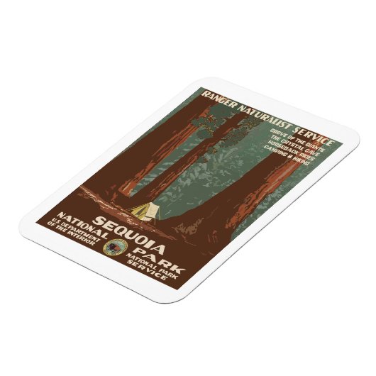 セコイア国立公園USAヴィンテージ旅行ポスター マグネット (左側)