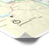 セコイア&キングスキャニオンの地図のポスター ポスター (角)