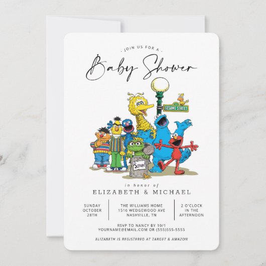 セサミストリートがペールズベビーシャワー 招待状 (正面)