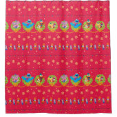 セサミストリートくるみ割りカホリデーパターン シャワーカーテン (正面)