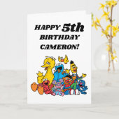 セサミストリートのお友達たちと一緒にお誕生日おめでとう!5歳の誕生日おめでとう カード (黄色い花)