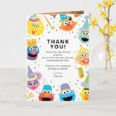 セサミストリートのお友達と一緒にお誕生日おめでとう！ コンフェッティのサンキュークード カード (黄色い花)