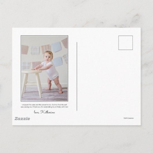 セサミストリートのお友達の誕生日お礼メッセージ ポストカード (裏面)