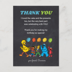 セサミストリートのお友達   お誕生日風船 - ありがとう ポストカード