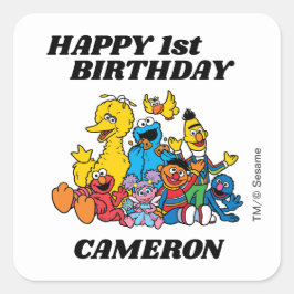 セサミストリートのお友達 1歳の誕生日 スクエアシール