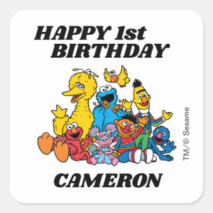 セサミストリートのお友達 1歳の誕生日 スクエアシール