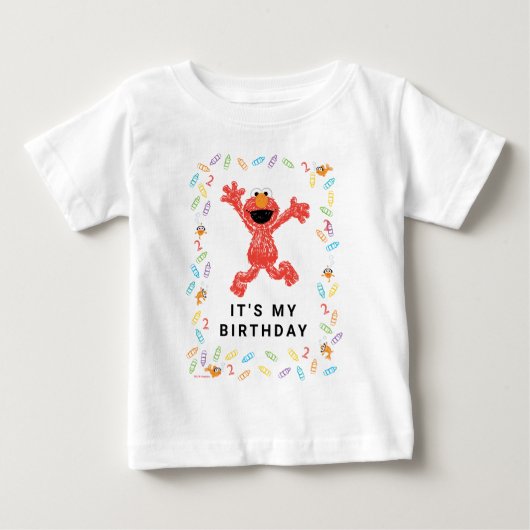 セサミストリートのエルモ | クレヨンの誕生日 ベビーTシャツ (正面)