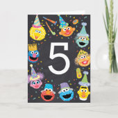 セサミストリートのカラフルなコンフェッティでお子さんの5歳の誕生日をお祝いしよう カード (正面)