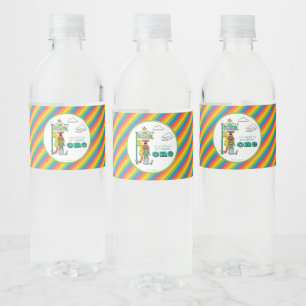 セサミストリートのキャラクターとストリートサインの水ボトル ペットボトルラベル
