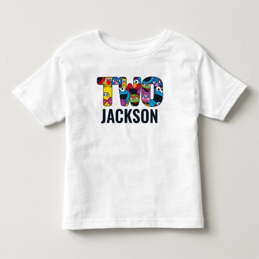 セサミストリートのクルーパターン "ツー" トドラーTシャツ (正面)