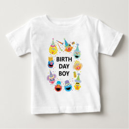 セサミストリートのコンフェッティ誕生日ボーイ ベビーTシャツ