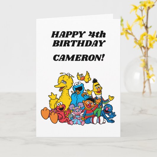 セサミストリートのパルズの誕生日 カード (黄色い花)