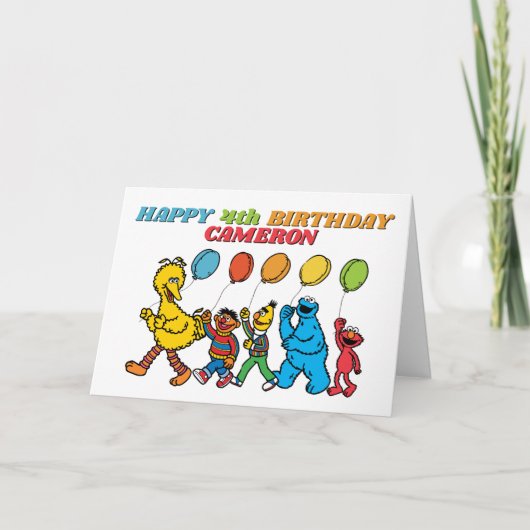セサミストリートのパル風船誕生日 カード (正面)