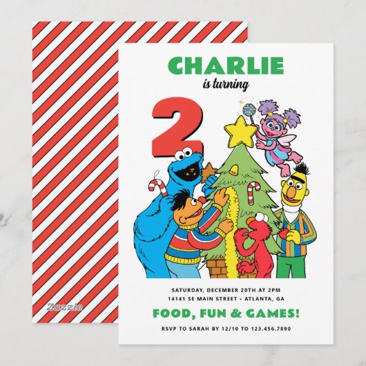 セサミストリートのホリデー誕生日パーティー シーズンカード (正面/裏面)