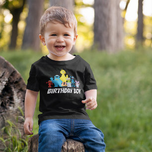 セサミストリートの仲間たち|お誕生日の男の子 - 名前と年齢 ベビーTシャツ
