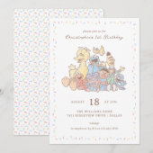 セサミストリートの仲間たち 水彩の紙吹雪の誕生日 招待状 (正面/裏面)