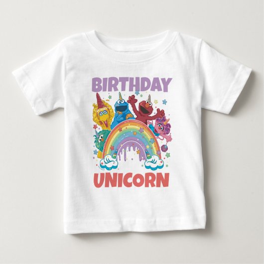 セサミストリートの誕生日ユニコーン ベビーTシャツ (正面)