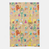 セサミストリートアパートメントウィンドウズパターン キッチンタオル (縦)