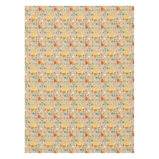 セサミストリートアパートメントウィンドウズパターン テーブルクロス (正面)