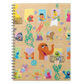 セサミストリートアパートメントウィンドウズパターン ノートブック (正面)