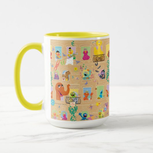 セサミストリートアパートメントウィンドウズパターン マグカップ (左)