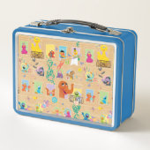 セサミストリートアパートメントウィンドウズパターン メタルランチボックス (正面)